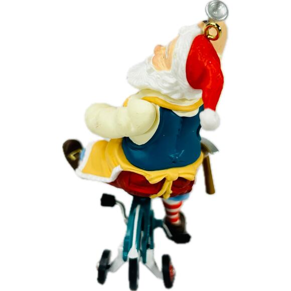 Hallmark TOYMAKER SANTA 2002 Keepsake Ornament Riding Bike with Box - Picture 5 of 12